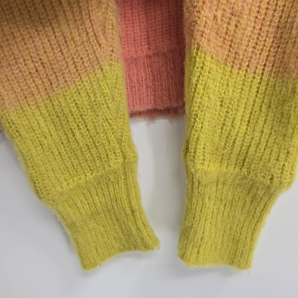 Free People Sweater‎ Autumn Sky Fluffy Ombre Orange Sunset